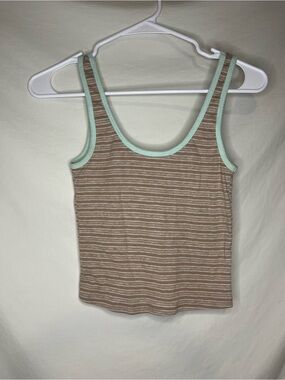 Pacsun cropped tank top lightweight stripped small basics brown “babydoll top”